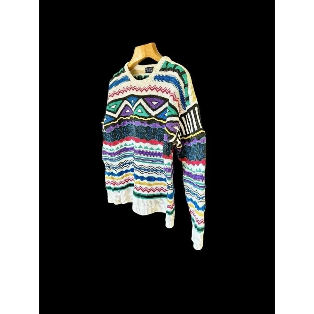 Vintage Multicolored Sweater Editions by Van Heusen Sz Medium Coogi‎ *Flaws